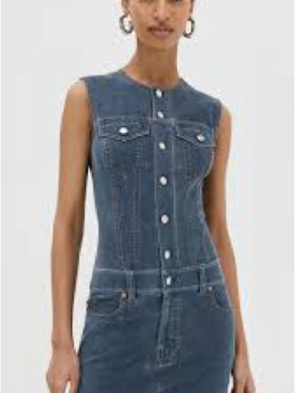 Alexander Wang Sleeveless Denim Mini Dress in Dark Blue
